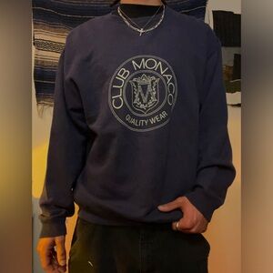 Vintage Club Monaco Men's Navy Crewneck Sweater